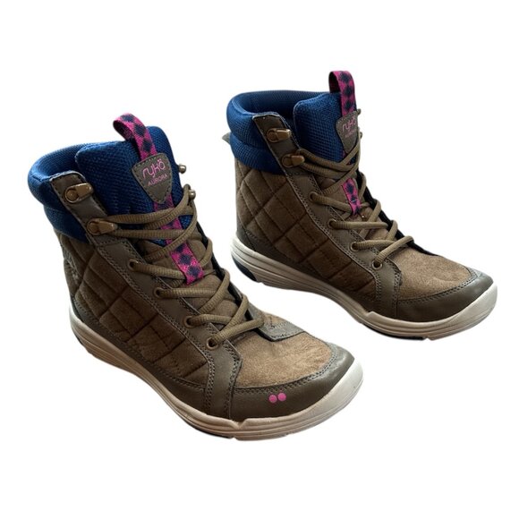 Ryka Aurora Beige Quilted Lace Up Boots - Picture 2 of 13